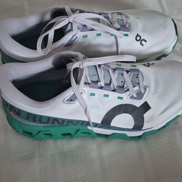 On Running Women's Cloudmonster Hyper Sneakers - White and Green - Picture 14 of 16